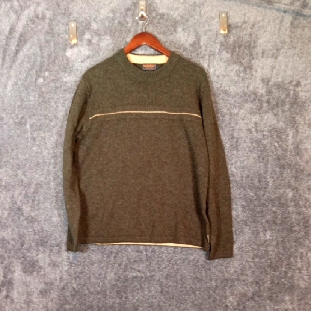 Woolrich Men's Forest Green Crewneck Sweater 100% Wool Winter Outdoors - Picture 1 of 11